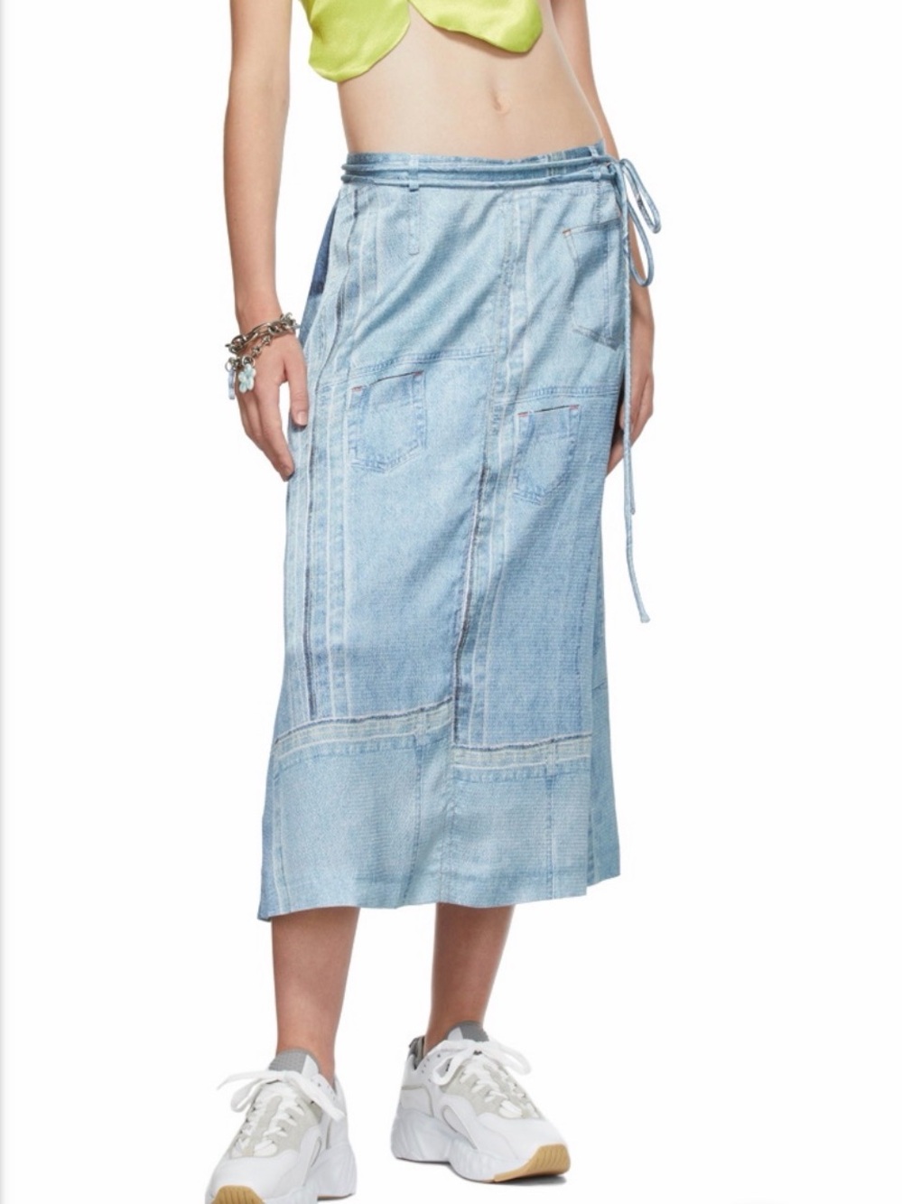 Acne Studios Women Denim-Print Midi Skirt size 36 / S